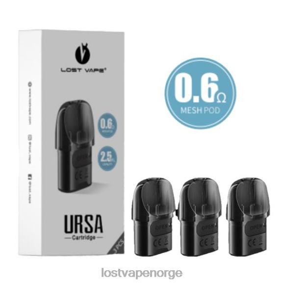 Lost Vape URSA erstatningsputer | 2,5 ml (3-pakning) svart 0,6 ohm | Lost Vape Wholesale NHN0H6