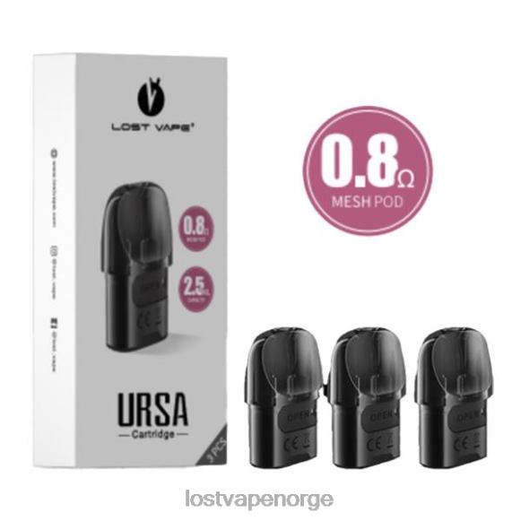 Lost Vape URSA erstatningsputer | 2,5 ml (3-pakning) svart 0,8 ohm | Lost Vape Customer Service NHN0H123